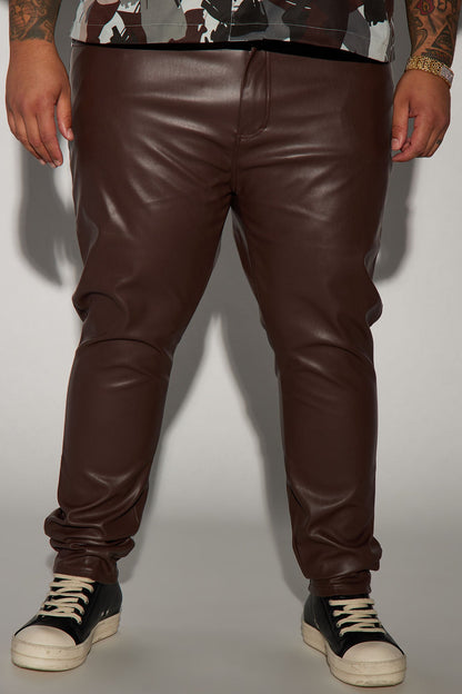 Your Favorite Faux Leather Skinny Pants - Dark Brown