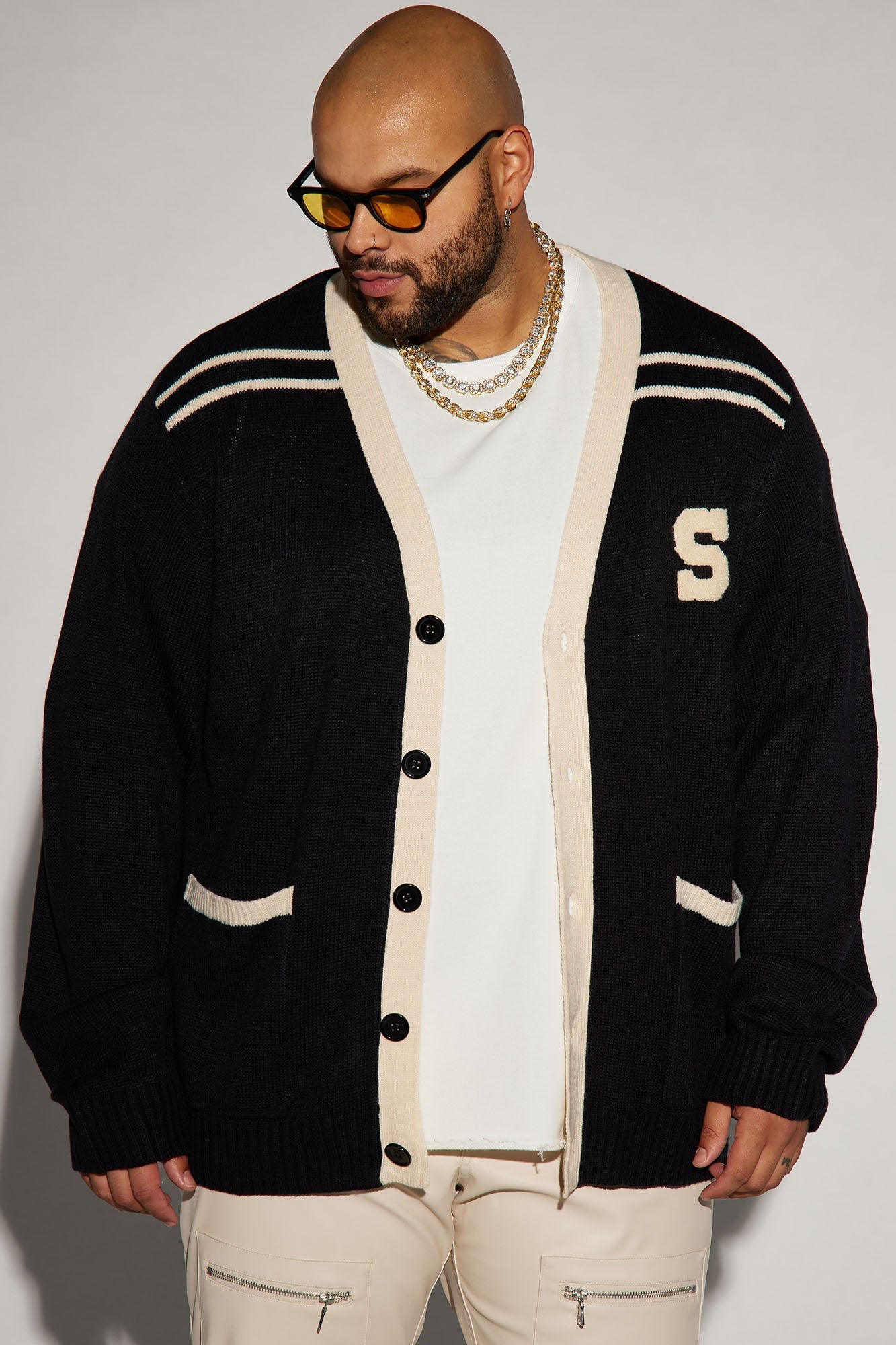 Go To Varsity Cardigan - Black/combo