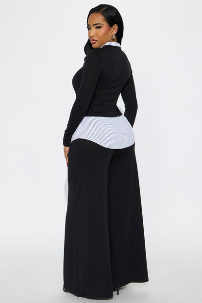 Two Steps Ahead Pant Set - Black