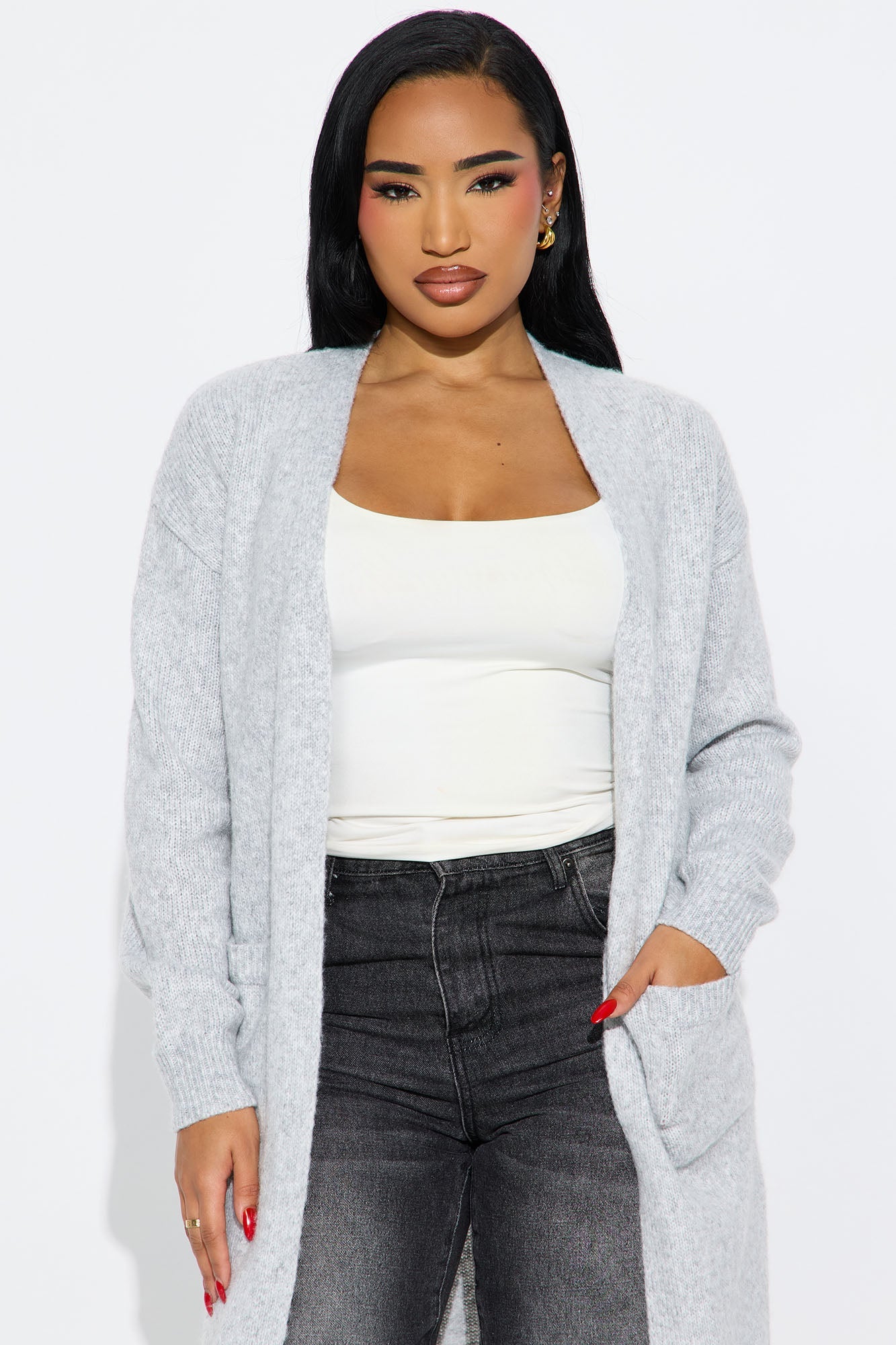 Stassie Long Cardigan - Grey