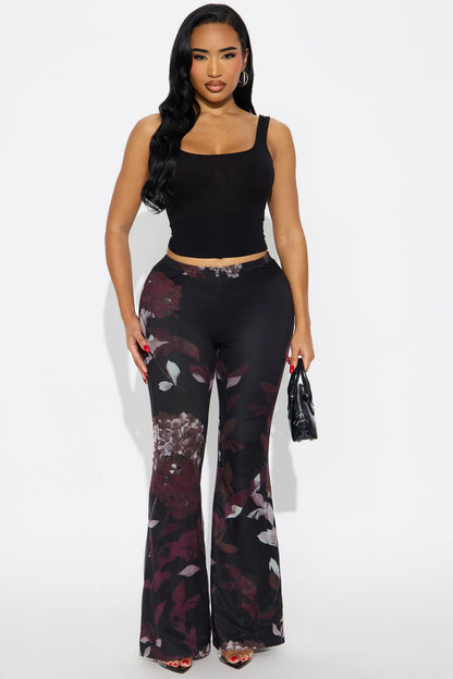 Garden Muse Mesh Flare Pant 32″ - Burgundy/combo