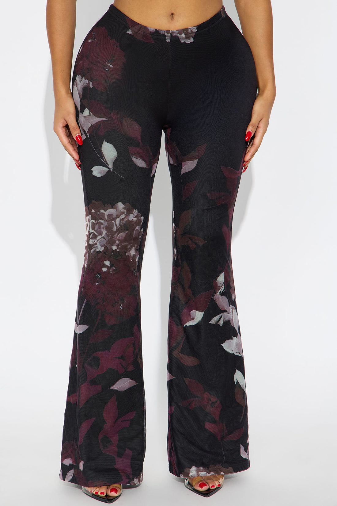 Garden Muse Mesh Flare Pant 32″ - Burgundy/combo