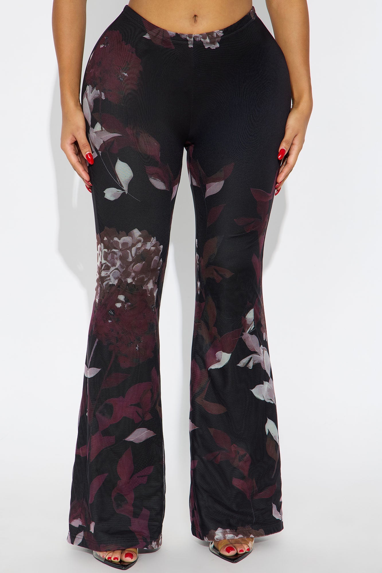 Garden Muse Mesh Flare Pant 32″ - Burgundy/combo