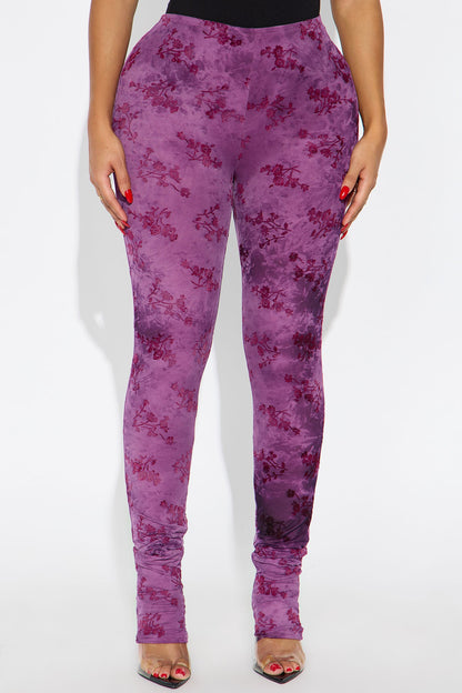 Chelley Flocked Mesh Footed Legging - Burgundy