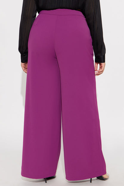 Candice Pleated Wide Leg Trouser Pant 33″ - Raspberry