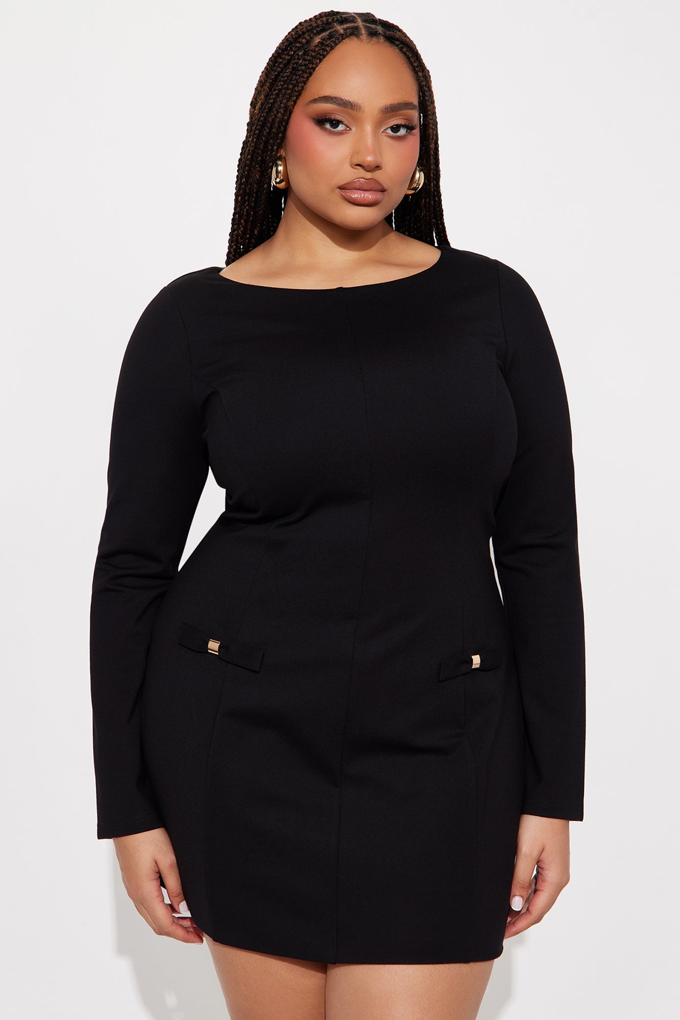 Dressed In Confidence Long Sleeve Mini Dress - Black