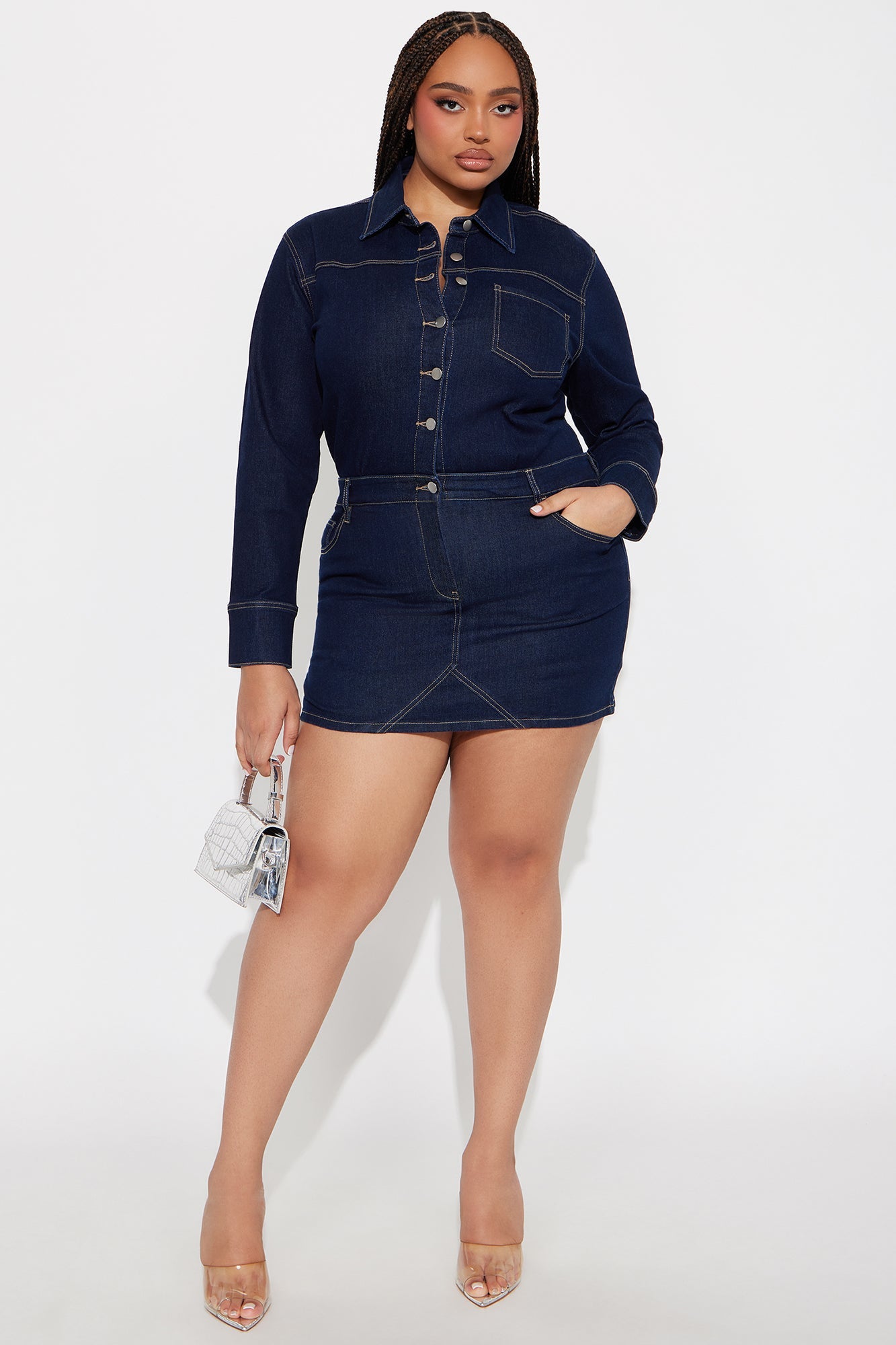 Belleville Denim Mini Dress - Rinse Blue Wash