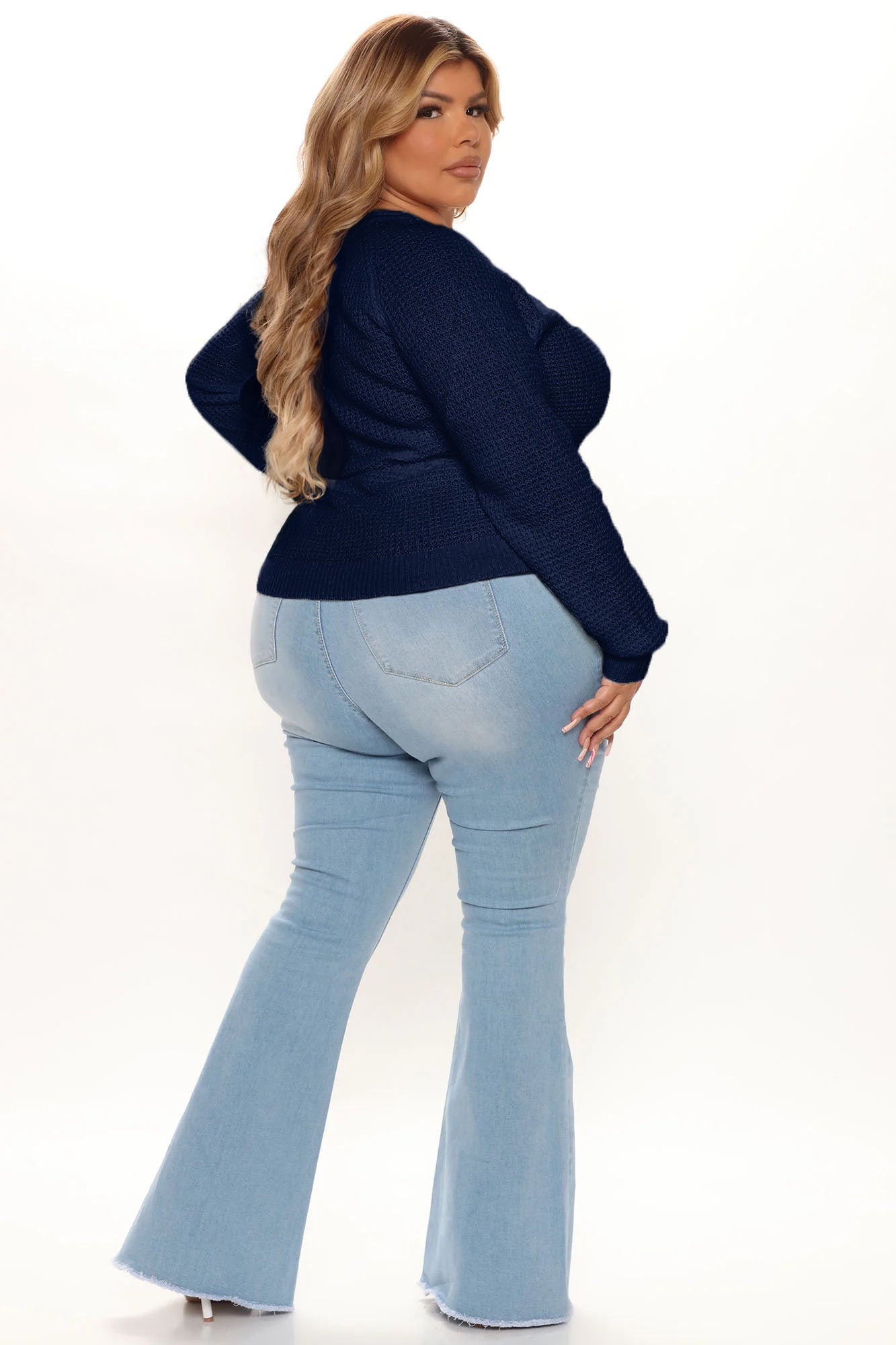 Ariana Waffle Sweater - Navy