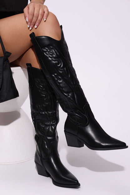 Wanna Know You Knee High Boots - Black