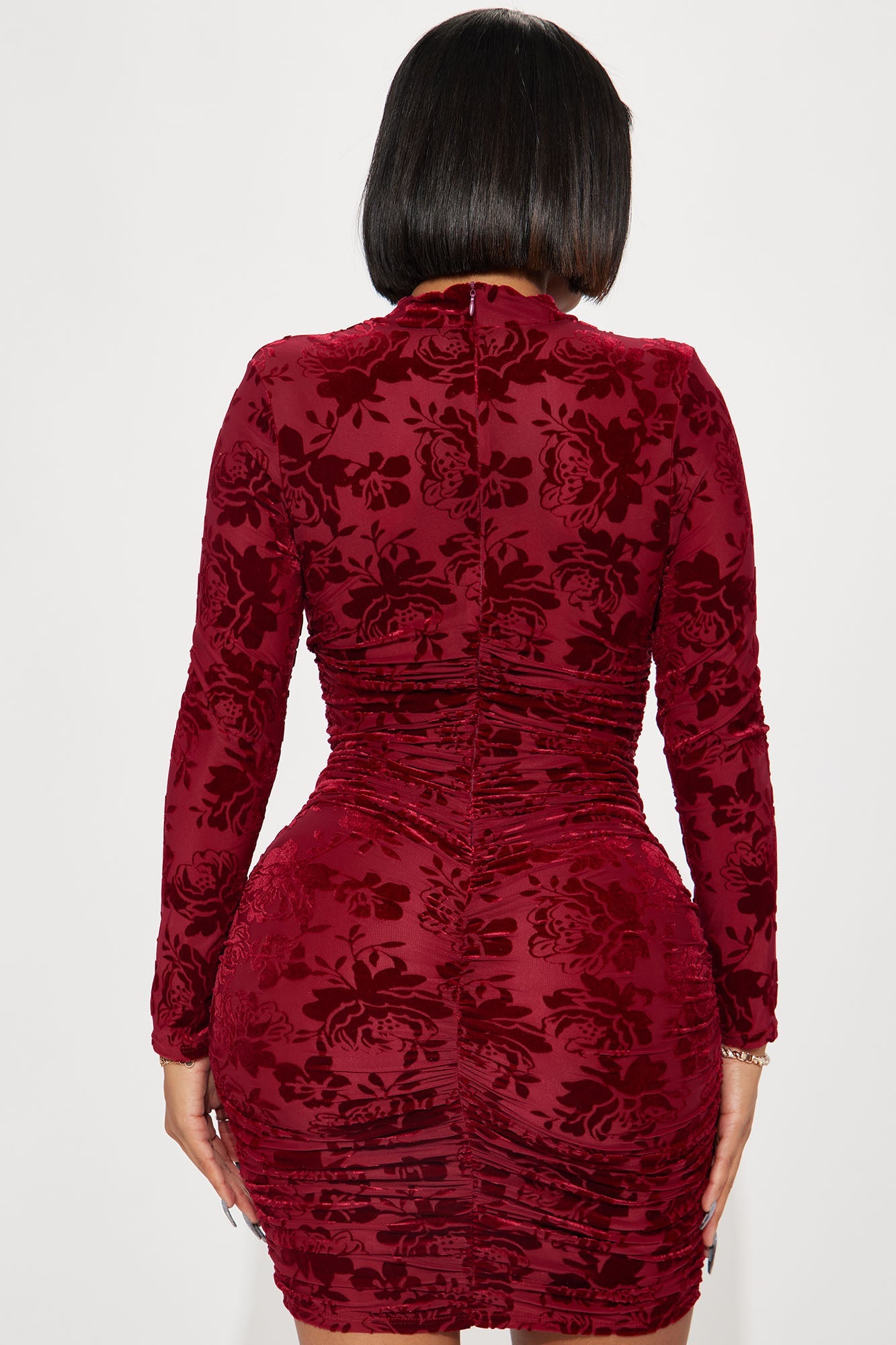 Vivian Velvet Mini Dress - Wine