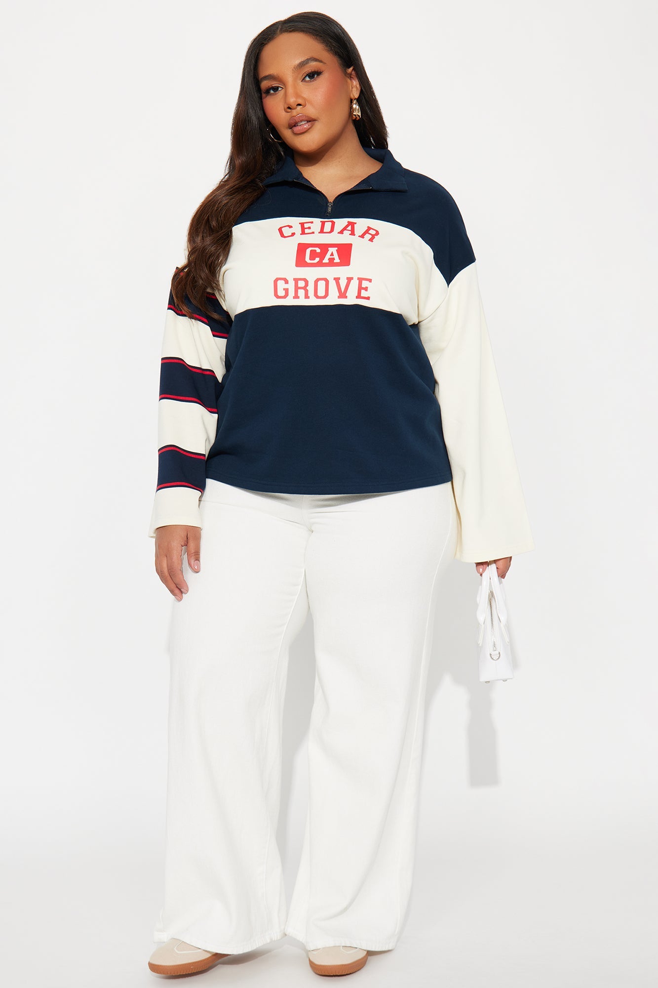 Cedar Grove California Quarter Zip Top - Navy/combo