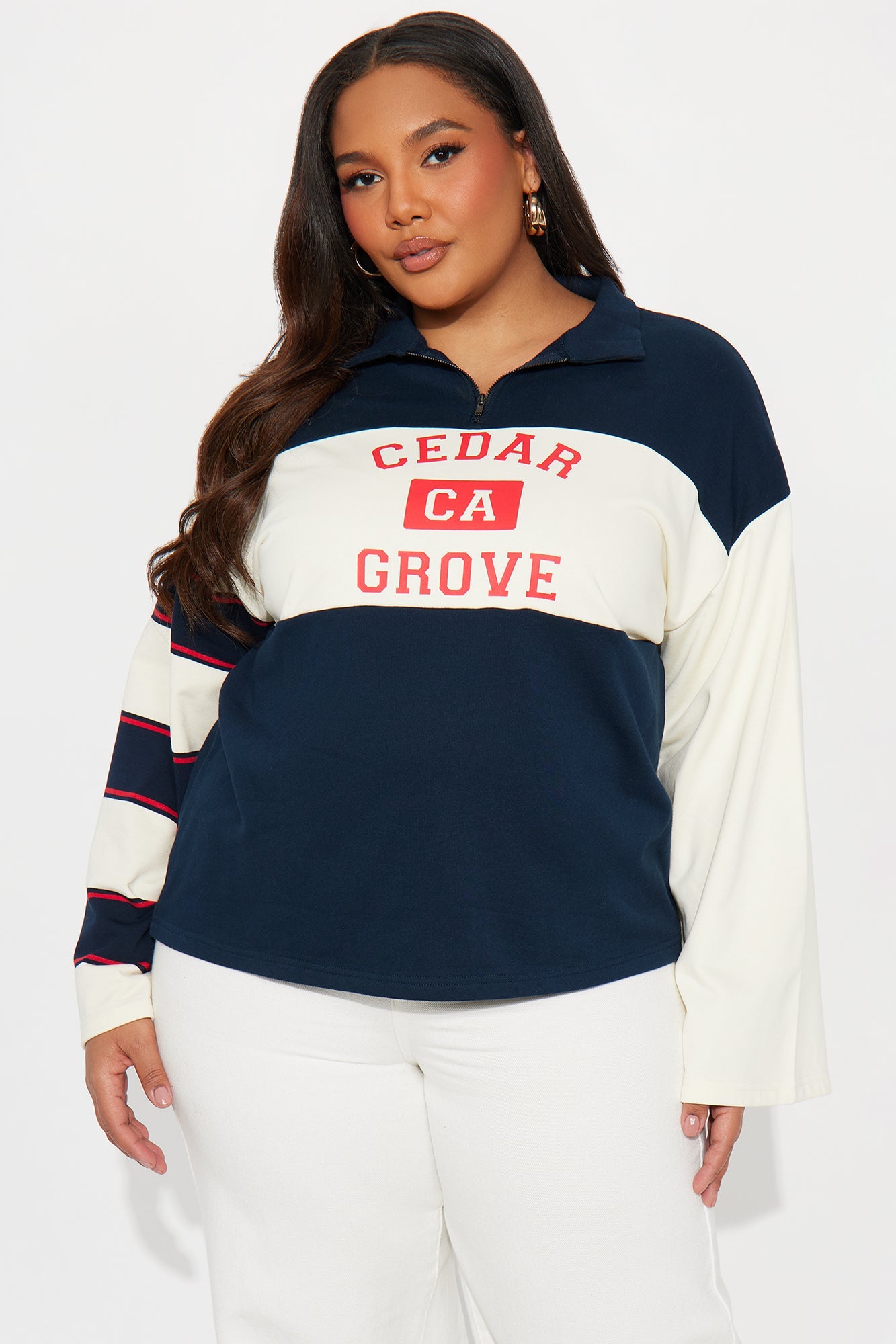 Cedar Grove California Quarter Zip Top - Navy/combo