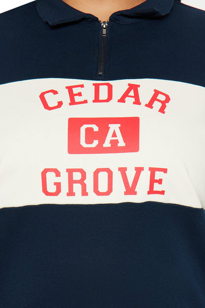 Cedar Grove California Quarter Zip Top - Navy/combo