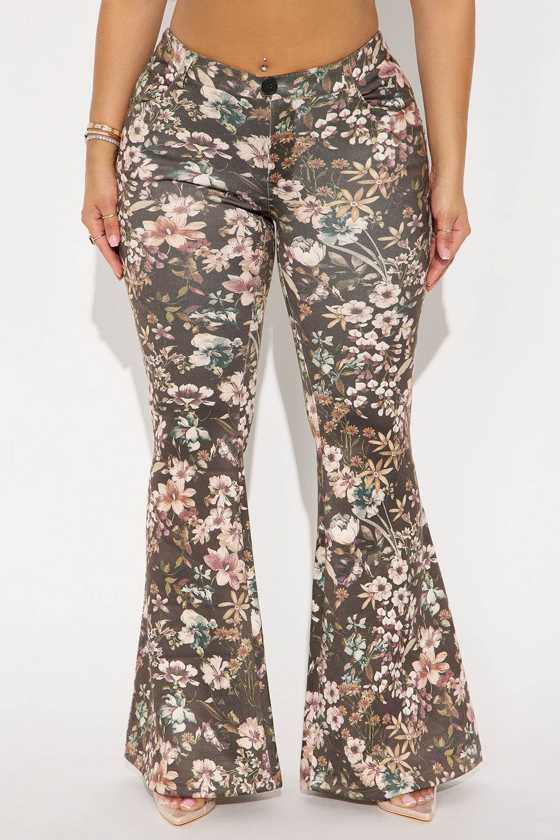 Desert Rose Faux Suede Flare Pant 32″ - Brown/combo