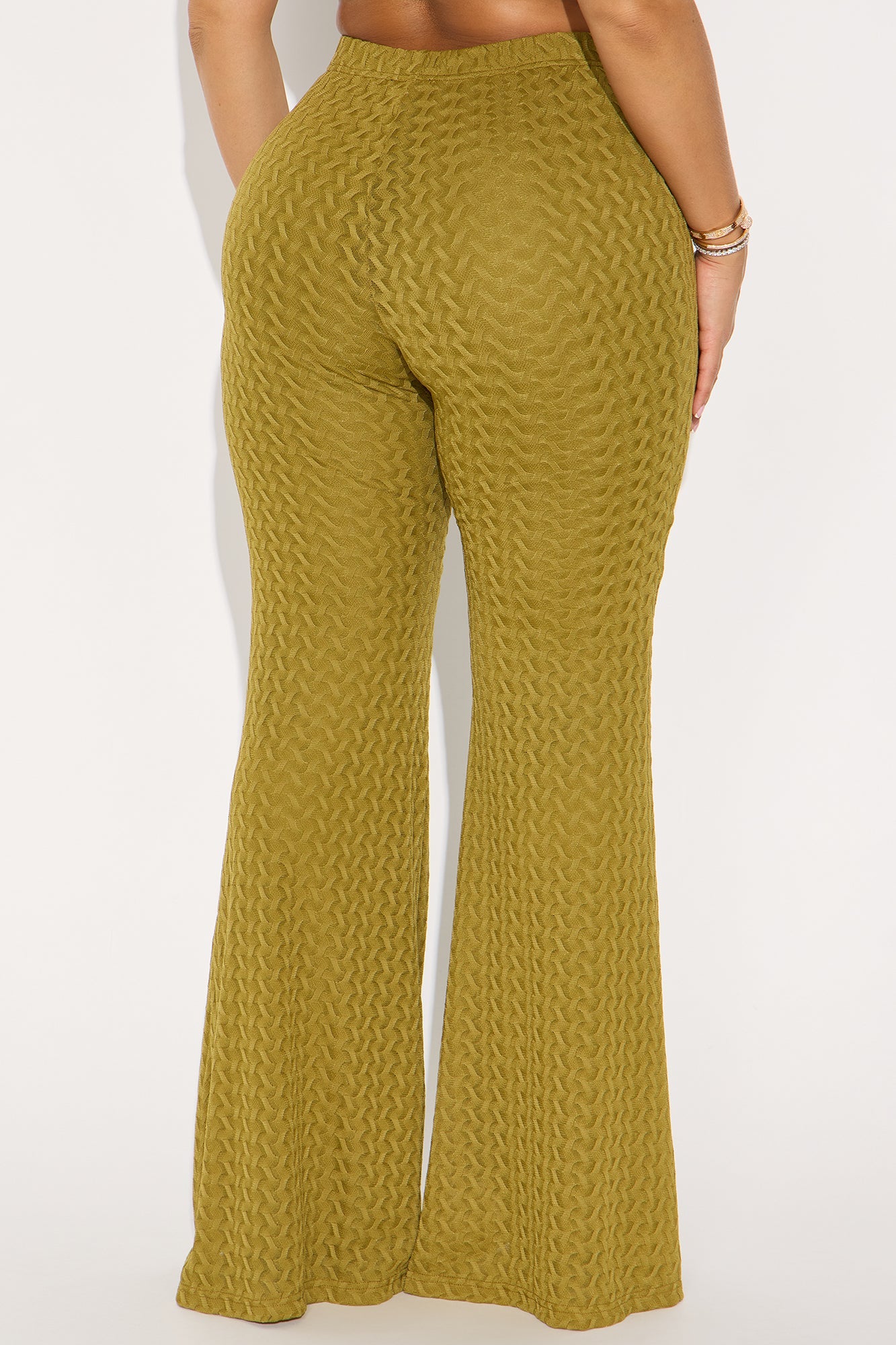 Nikki Textured Flare Pant 33″ - Chartreuse