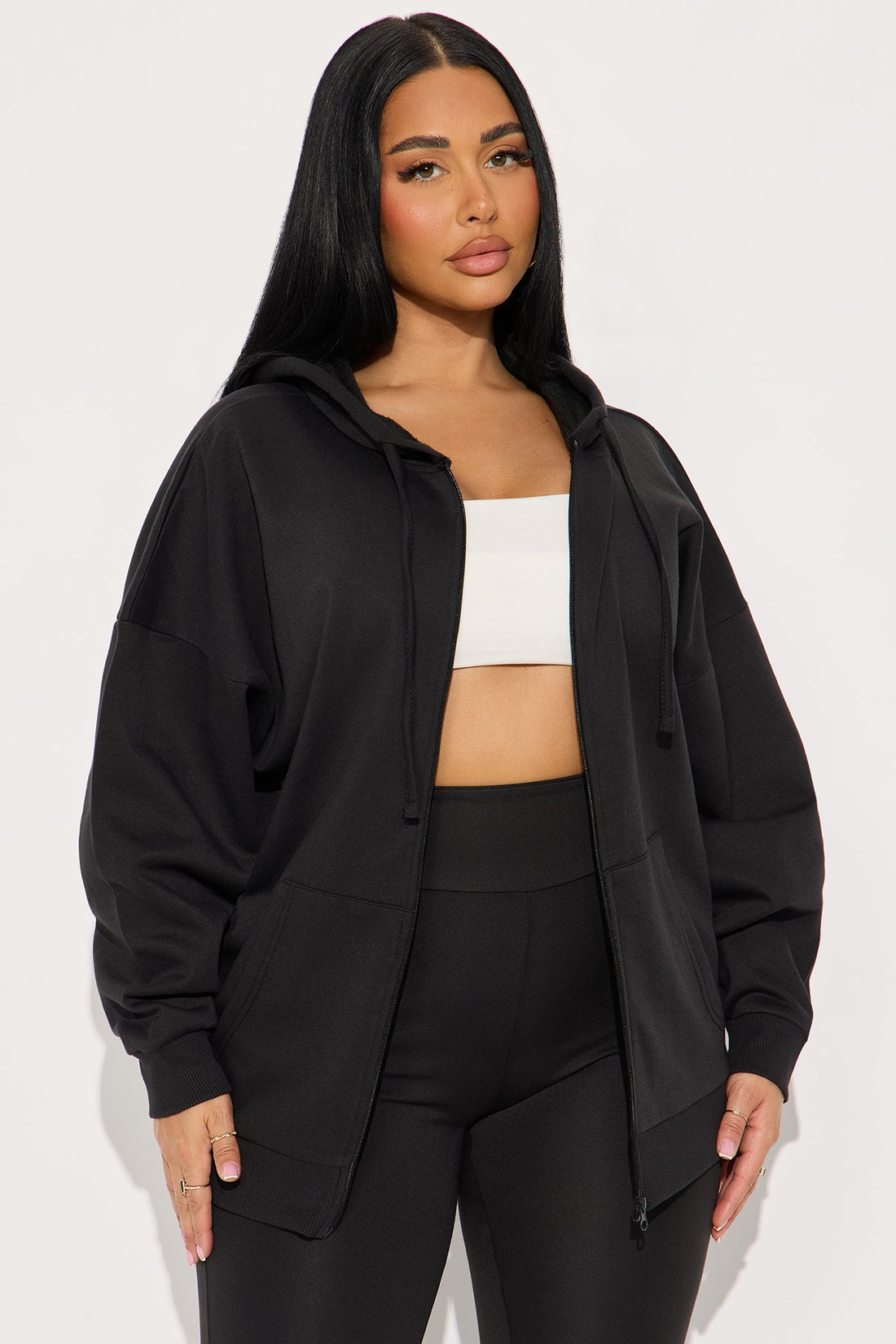 Beckham Zip Up Fleece Pant Set - Black