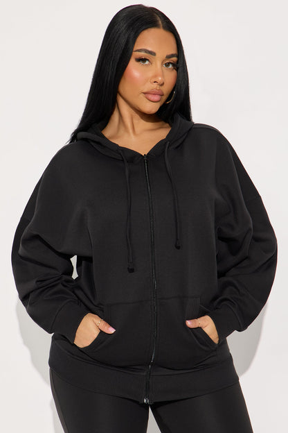 Beckham Zip Up Fleece Pant Set - Black