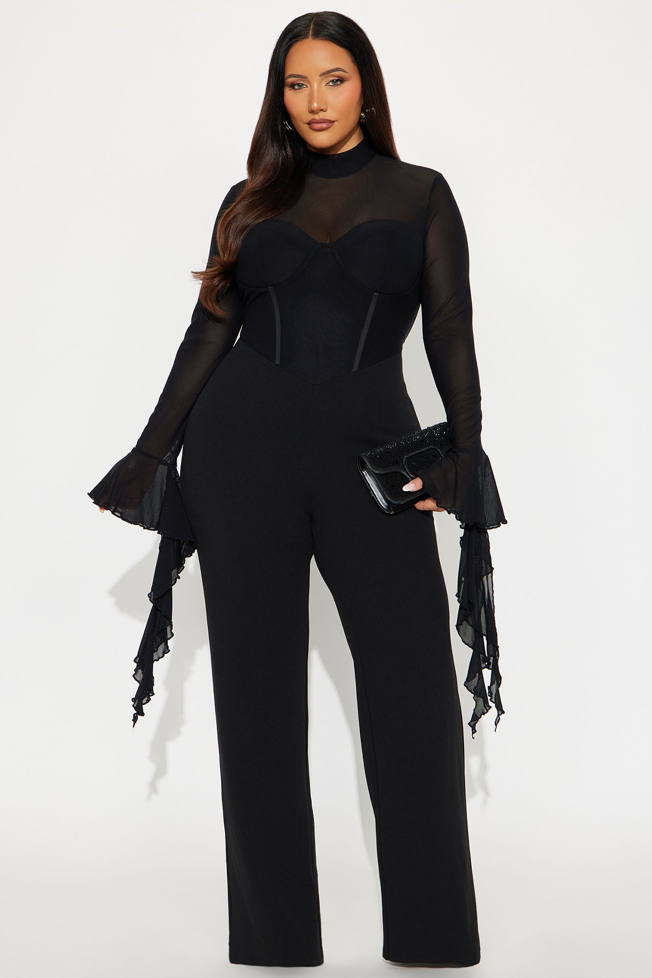 Angela Long Sleeve Jumpsuit - Black