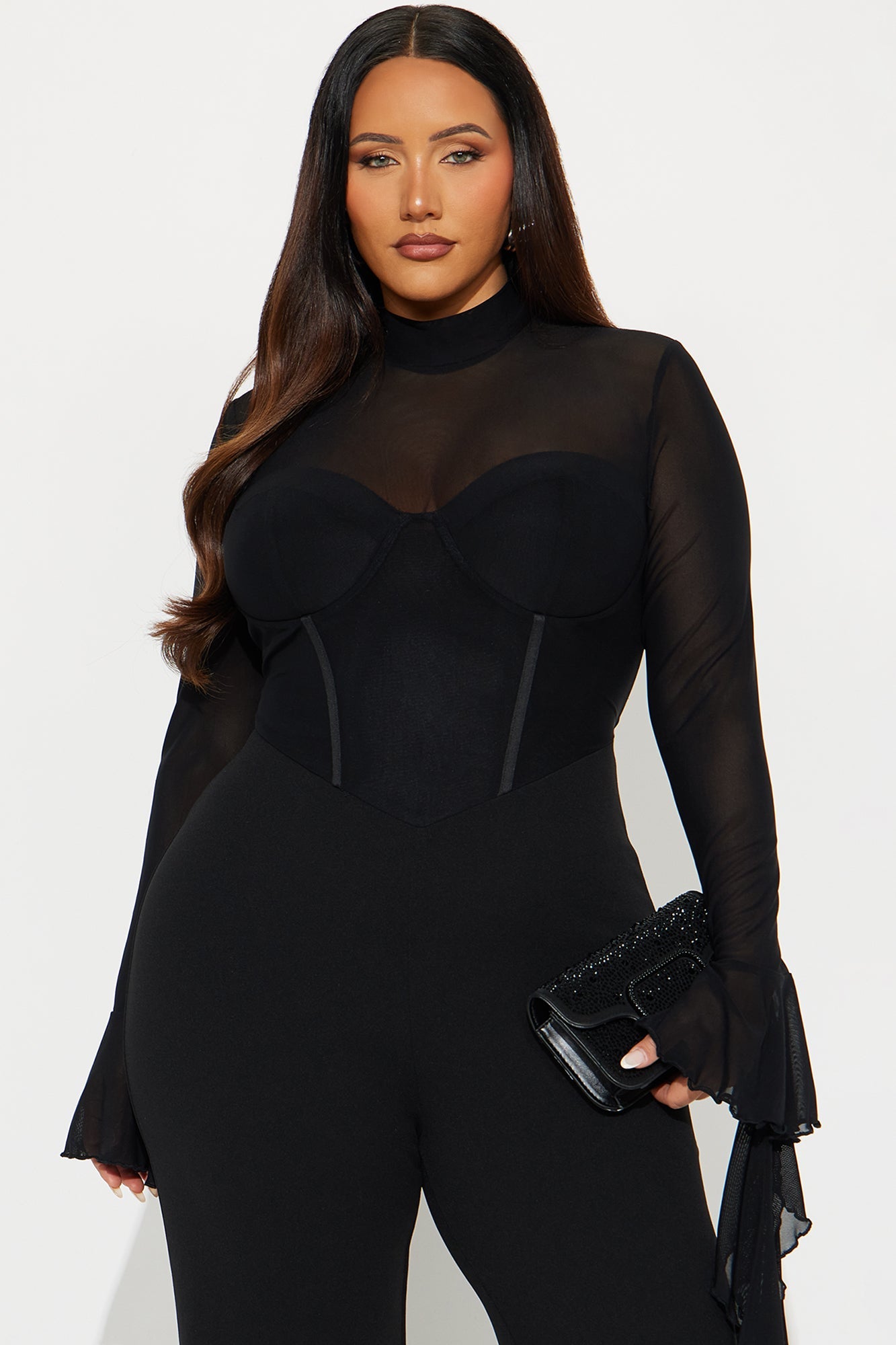 Angela Long Sleeve Jumpsuit - Black