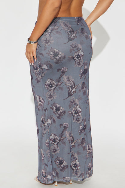 Feeling Moody Floral Mesh Maxi Skirt - Grey/combo