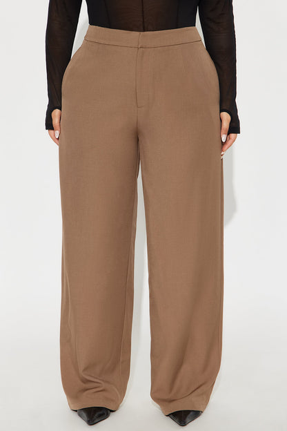 Close The Deal Wide Leg Trouser Pant 33″ - Mocha