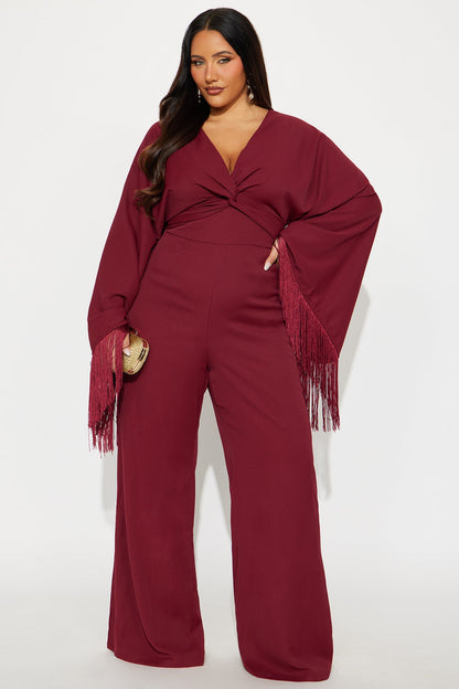 Amber Wide Leg Jumpsuit - Burgundy