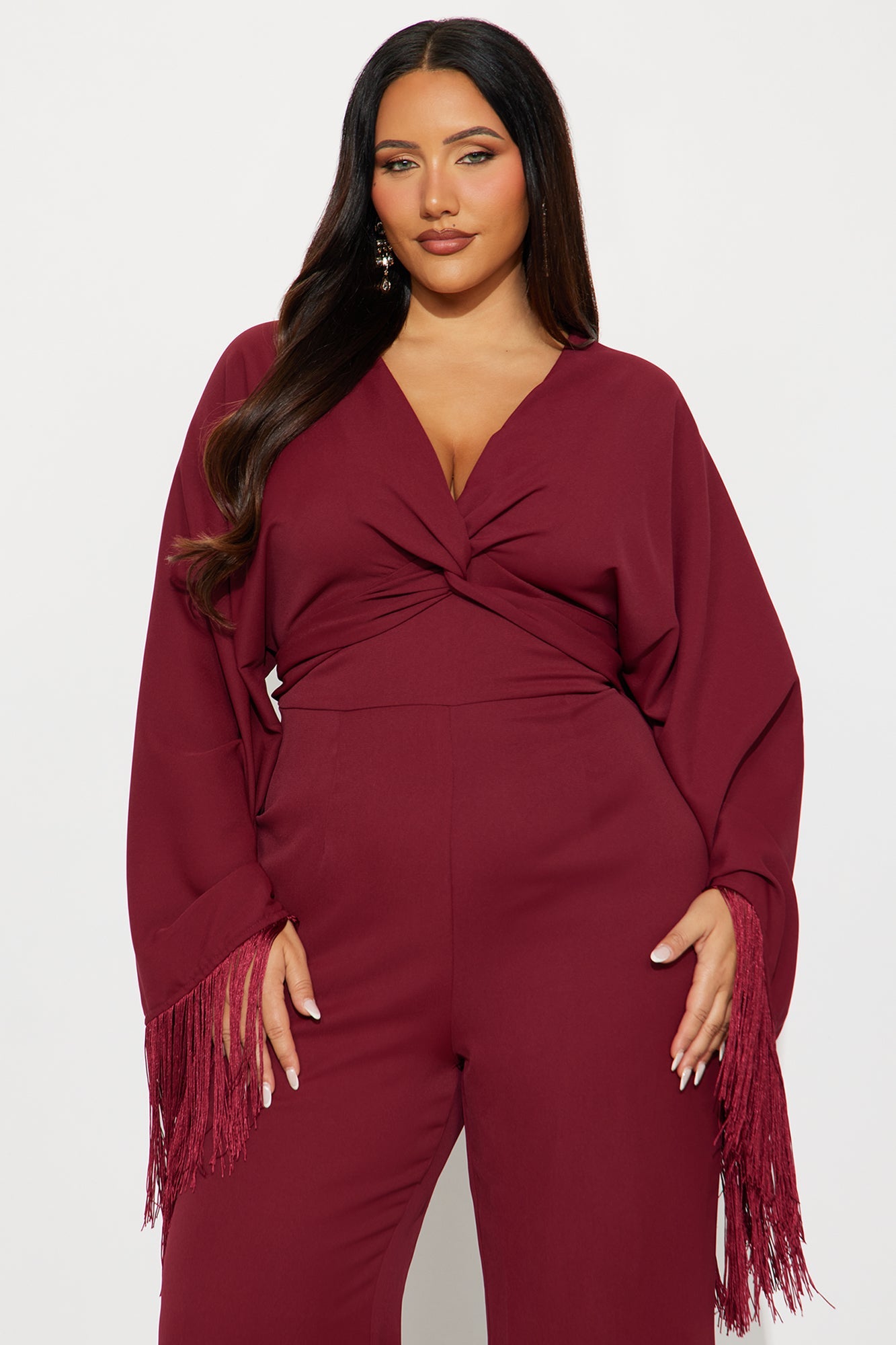 Amber Wide Leg Jumpsuit - Burgundy