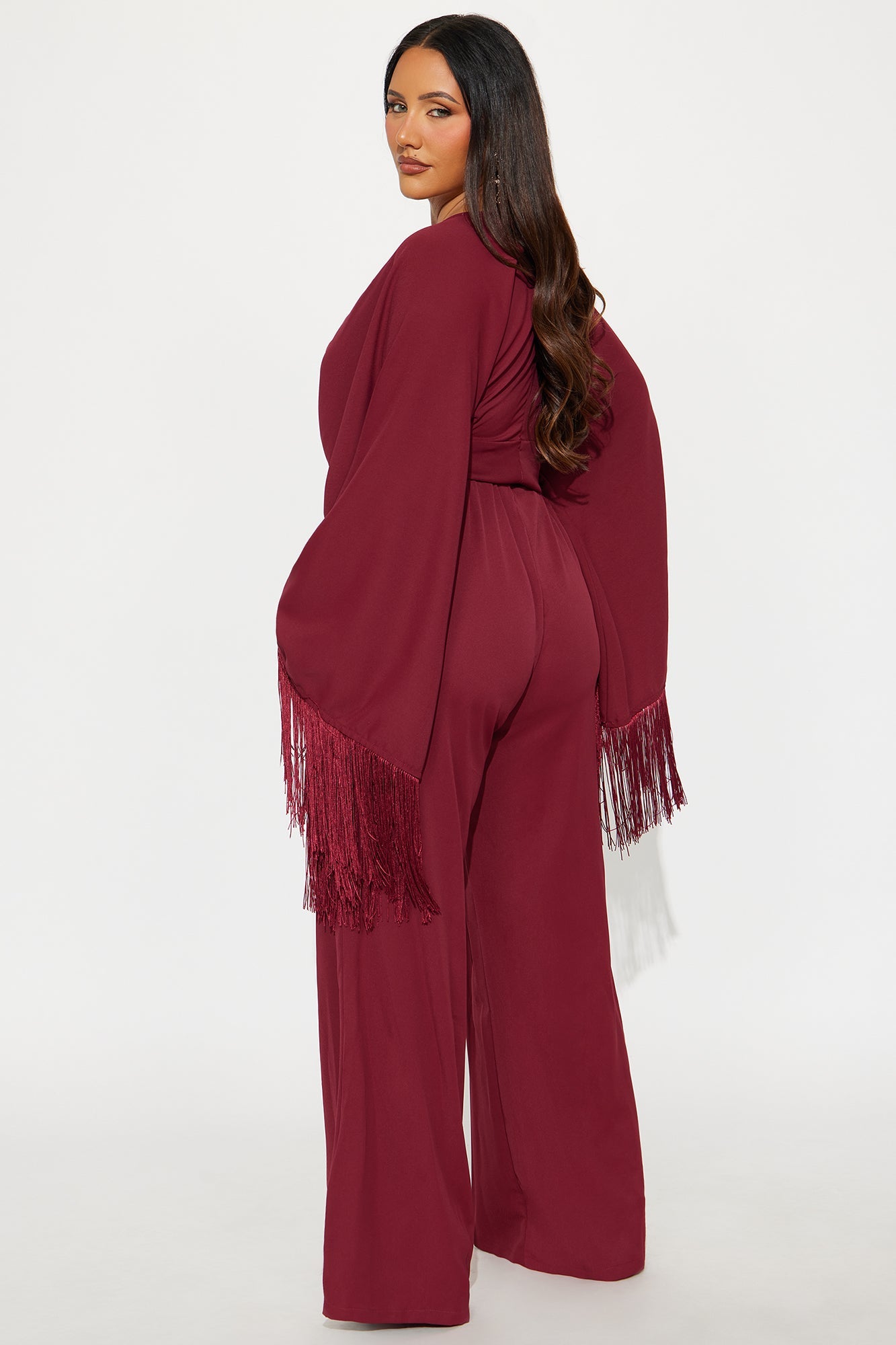 Amber Wide Leg Jumpsuit - Burgundy