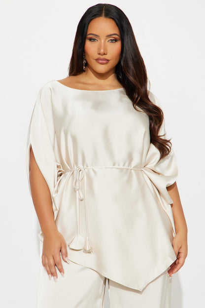 Everly Satin Pant Set - Champagne