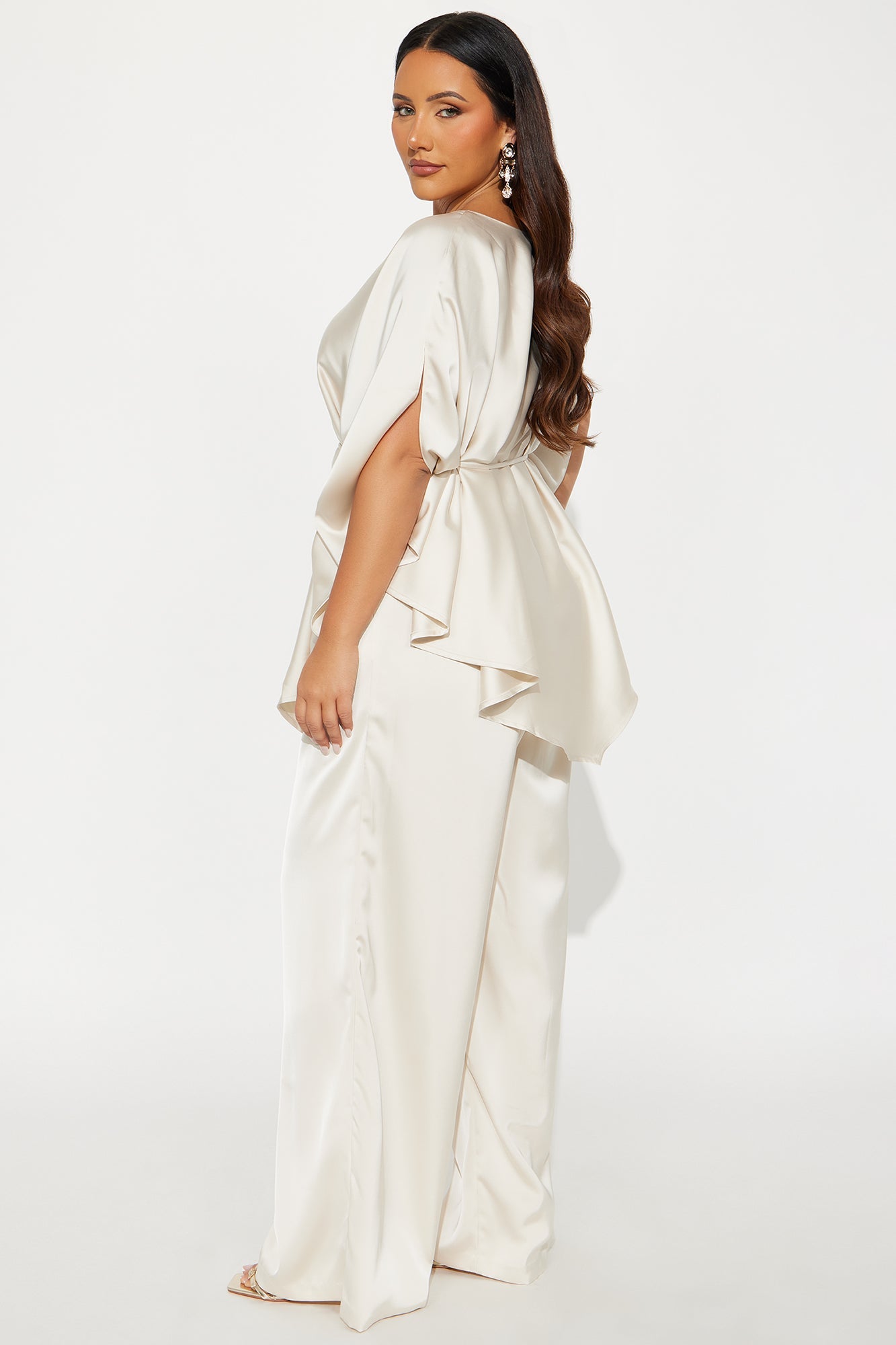 Everly Satin Pant Set - Champagne