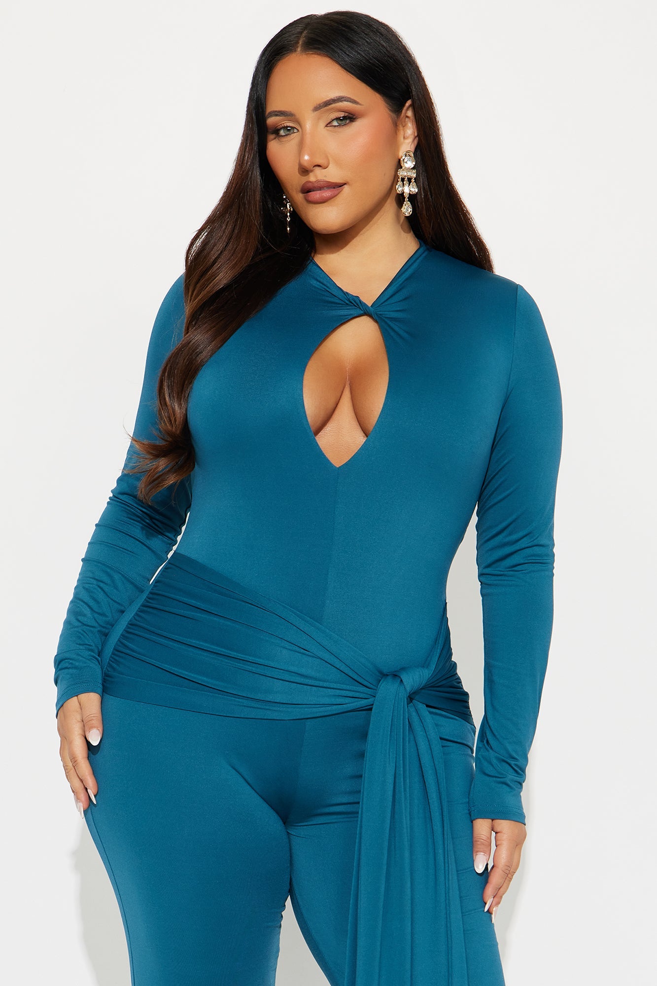Nayla Long Sleeve Jumpsuit - Teal