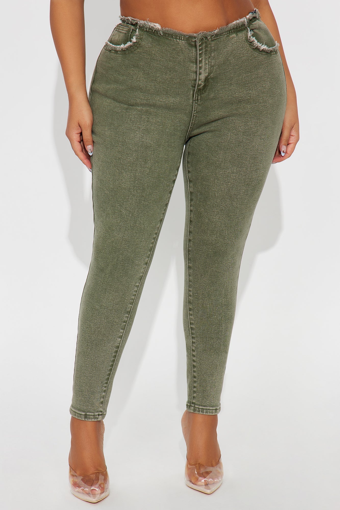 Highly Motivated Low Rise Skinny Jeans - Olive
