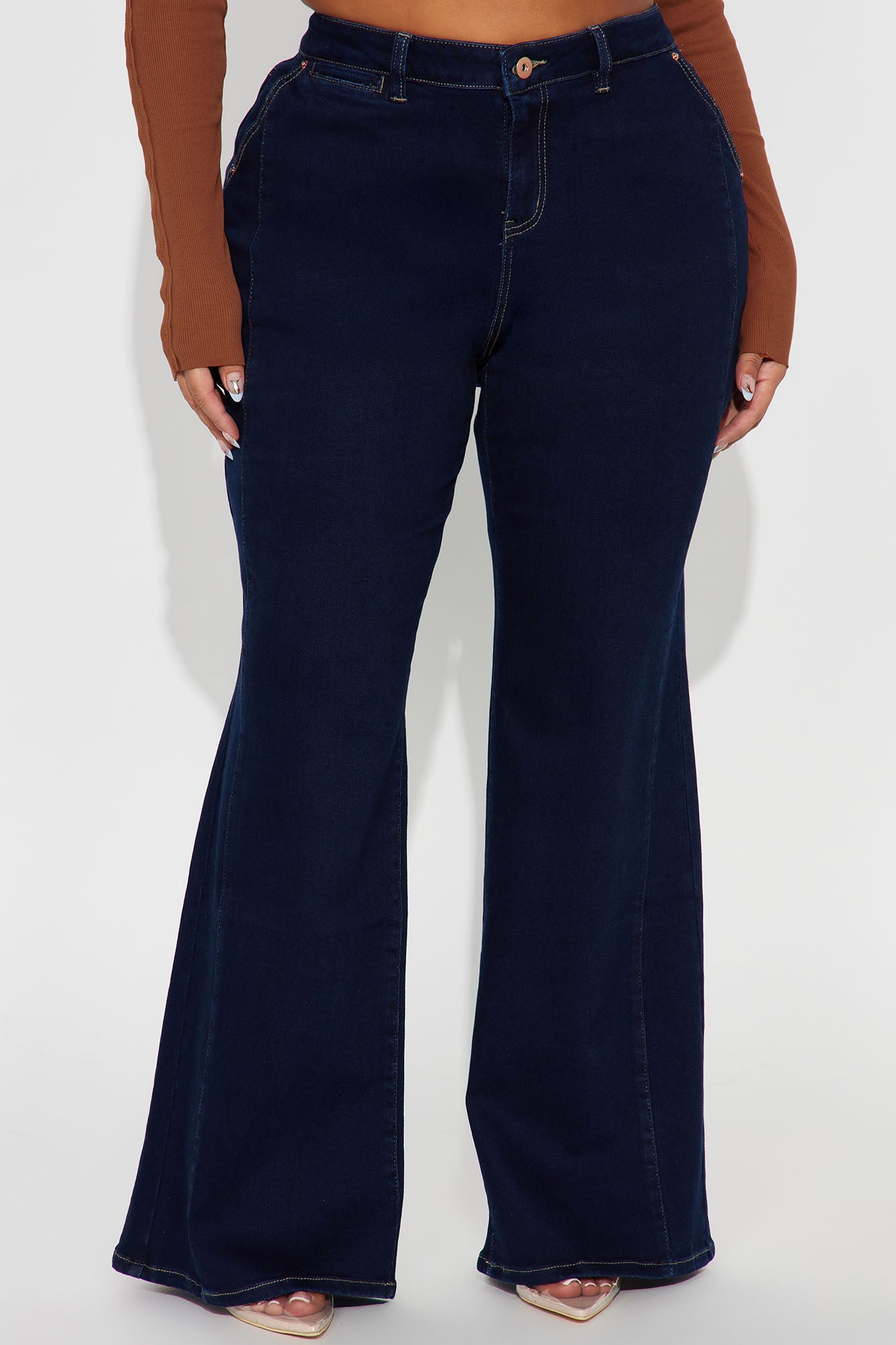 Iconic Stretch Trouser Wide Leg Jeans - Dark Denim