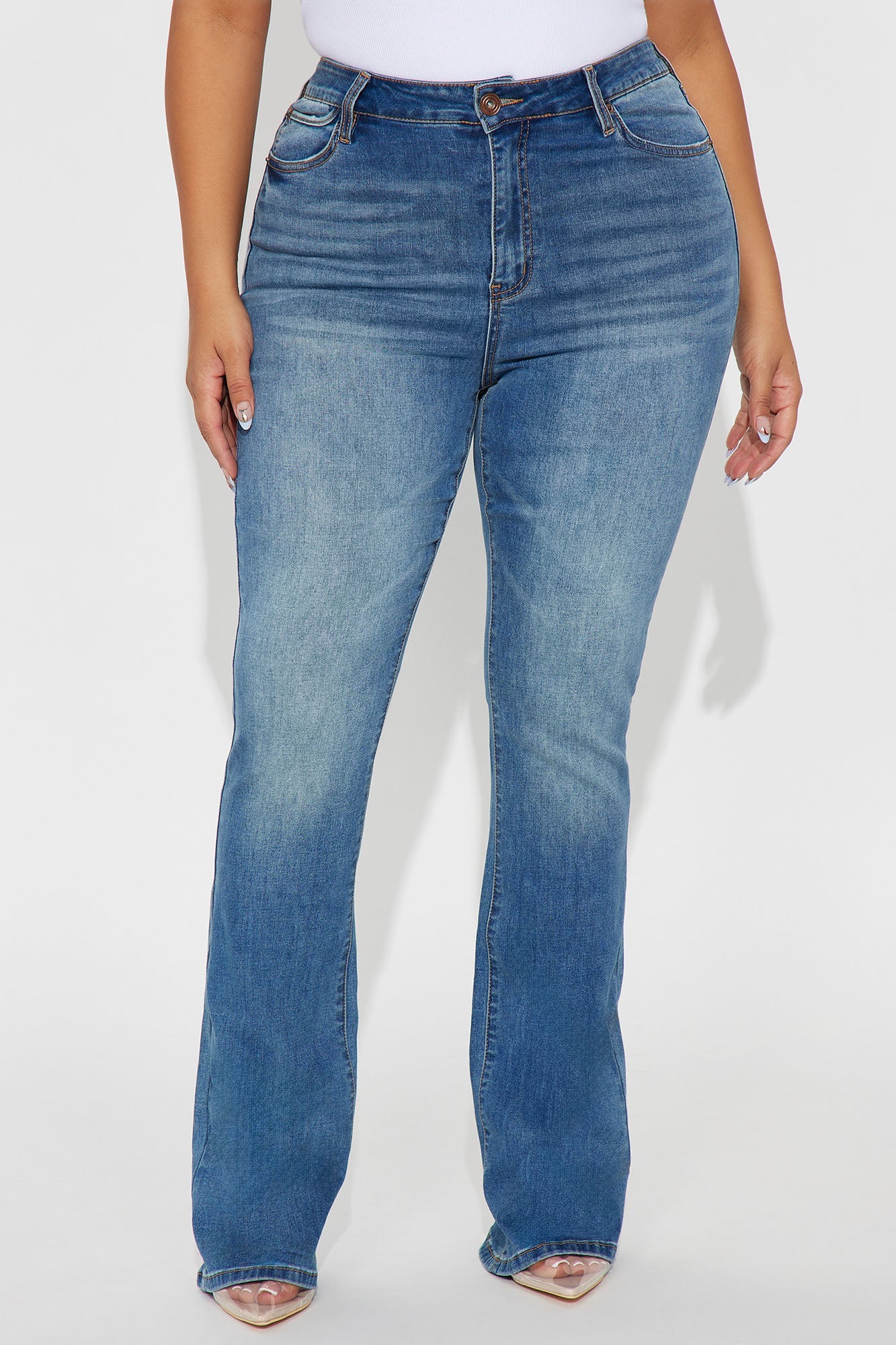 Level Up Low Rise Stacked Bootcut Jeans - Medium Wash