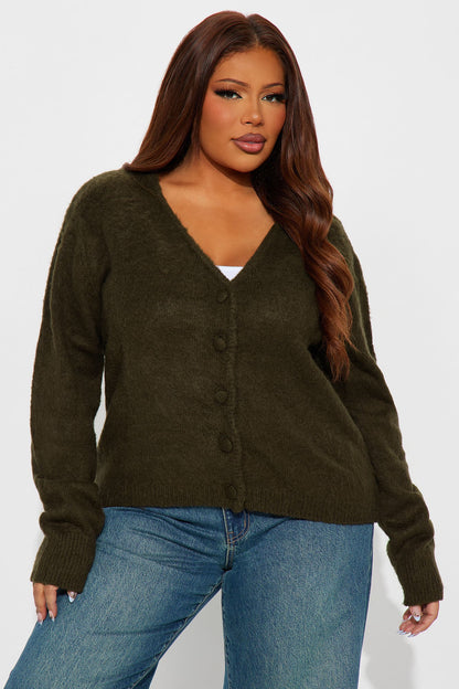 Yours To Keep Washed Cardigan - Olive