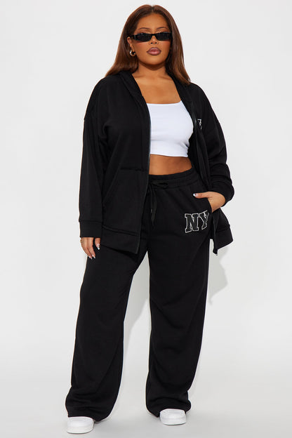 NY Oversized Fleece Pant Set - Black