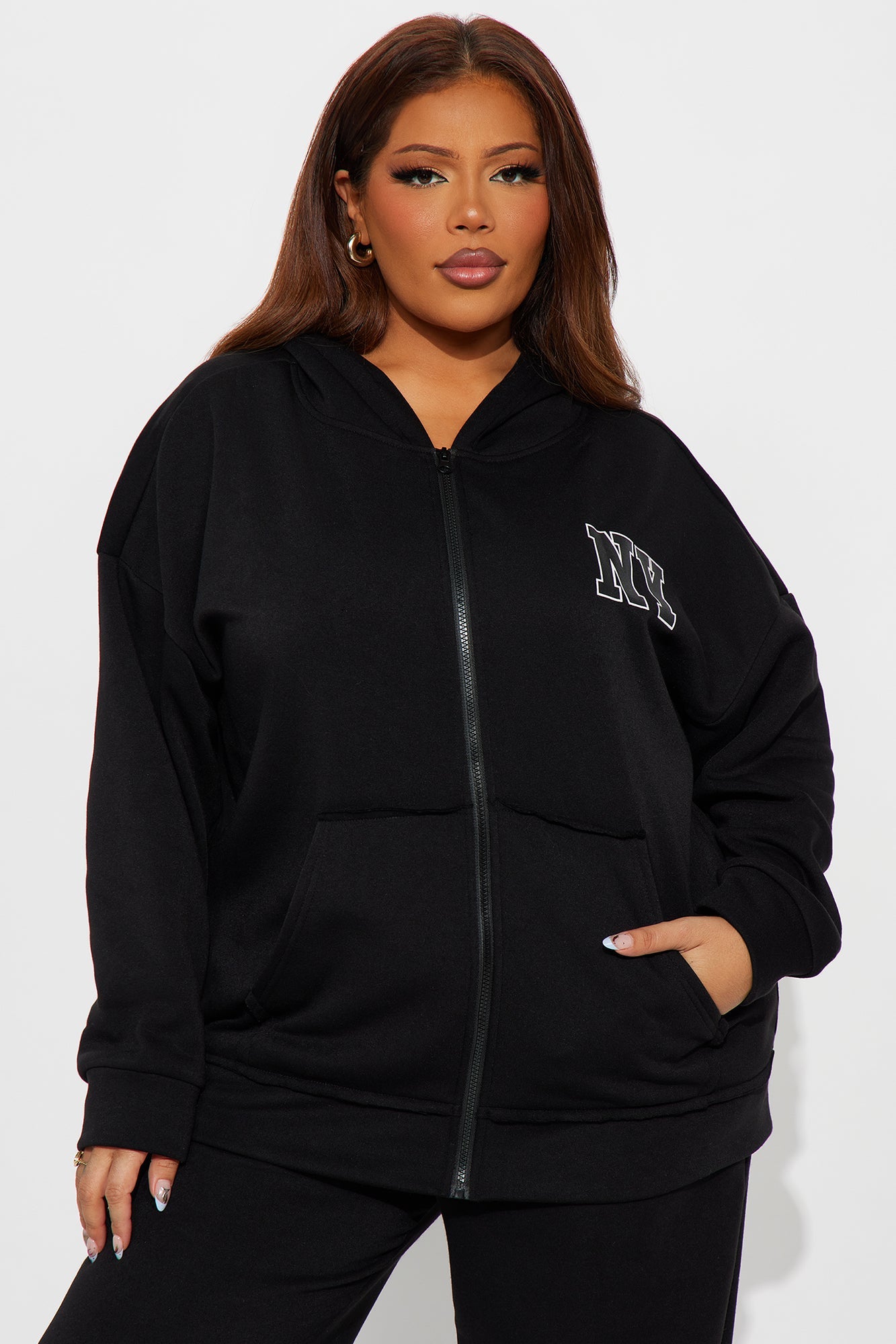 NY Oversized Fleece Pant Set - Black