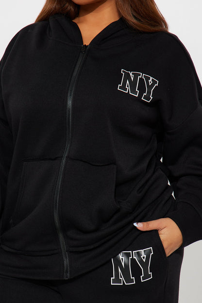 NY Oversized Fleece Pant Set - Black