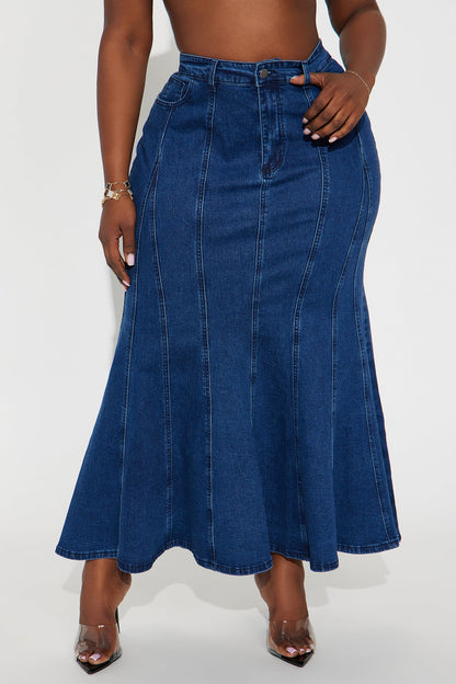 Brooke Denim Maxi Skirt - Dark Wash