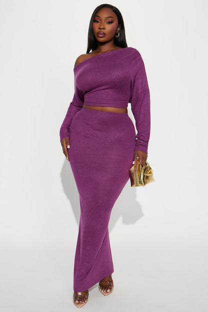 Shilo Brushed Knit Maxi Skirt Set - Plum