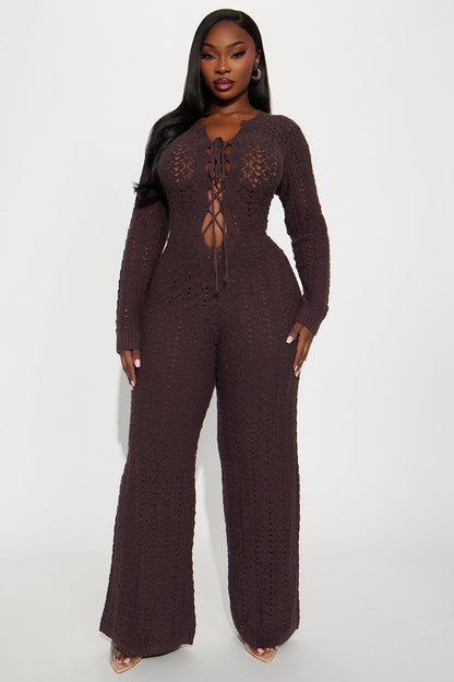 Ruth Sweater Jumpsuit - Chocolate