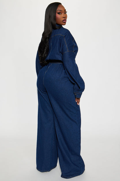 Mirabella Denim Wide Leg Jumpsuit - Dark Wash