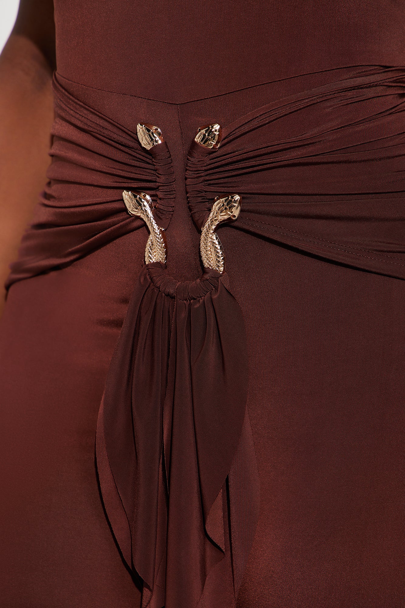 In The Moment Draped Jumpsuit - Chocolate