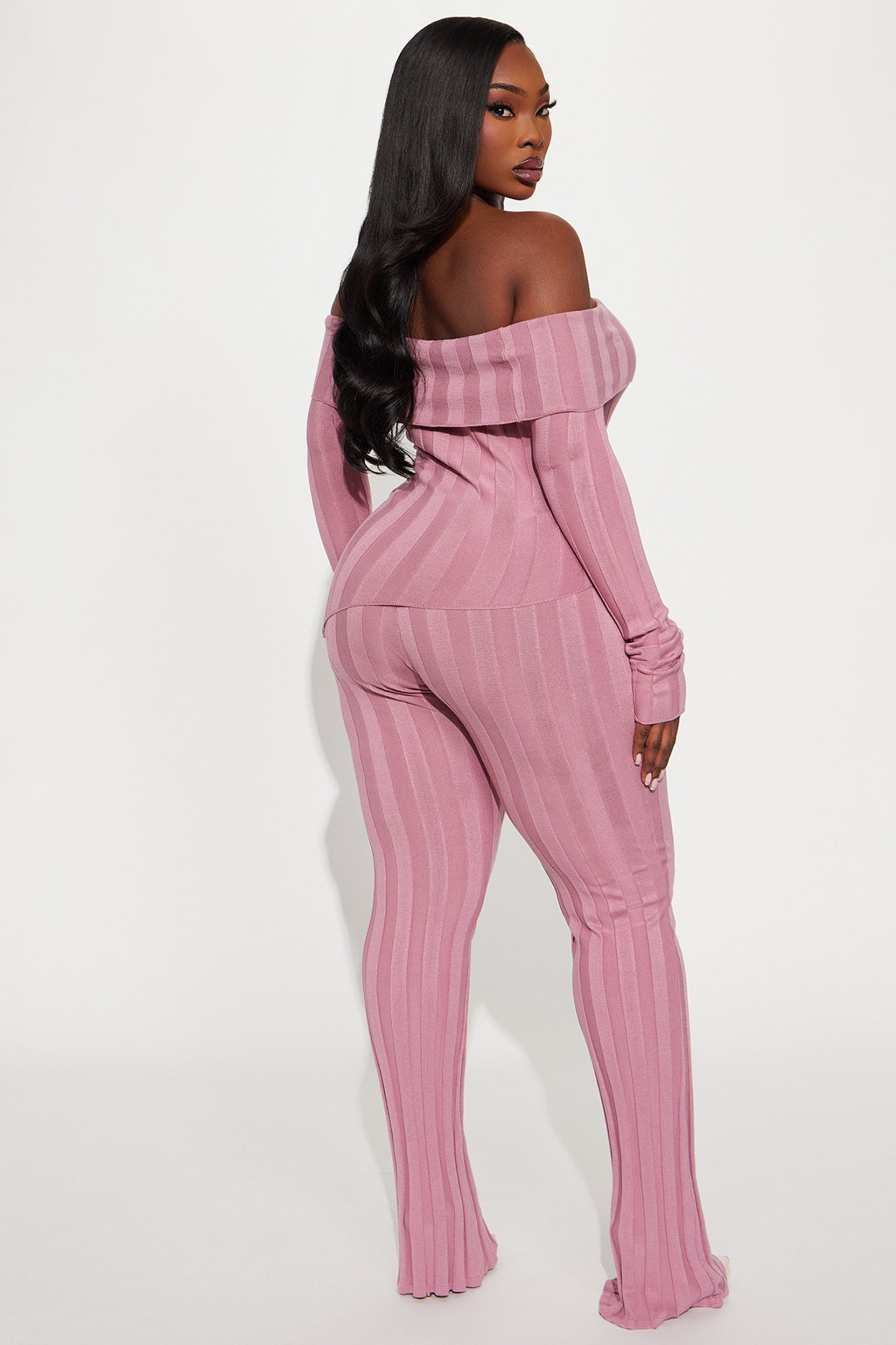 Vivien Off Shoulder Sweater Pant Set - Pink