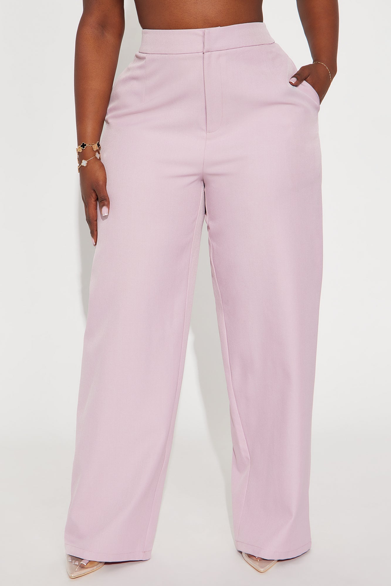 Close The Deal Wide Leg Trouser Pant 33″ - Pink