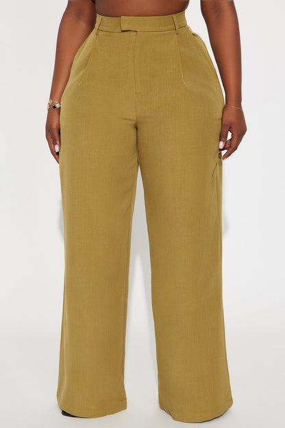 Etta Wide Leg Pant 33″ - Olive