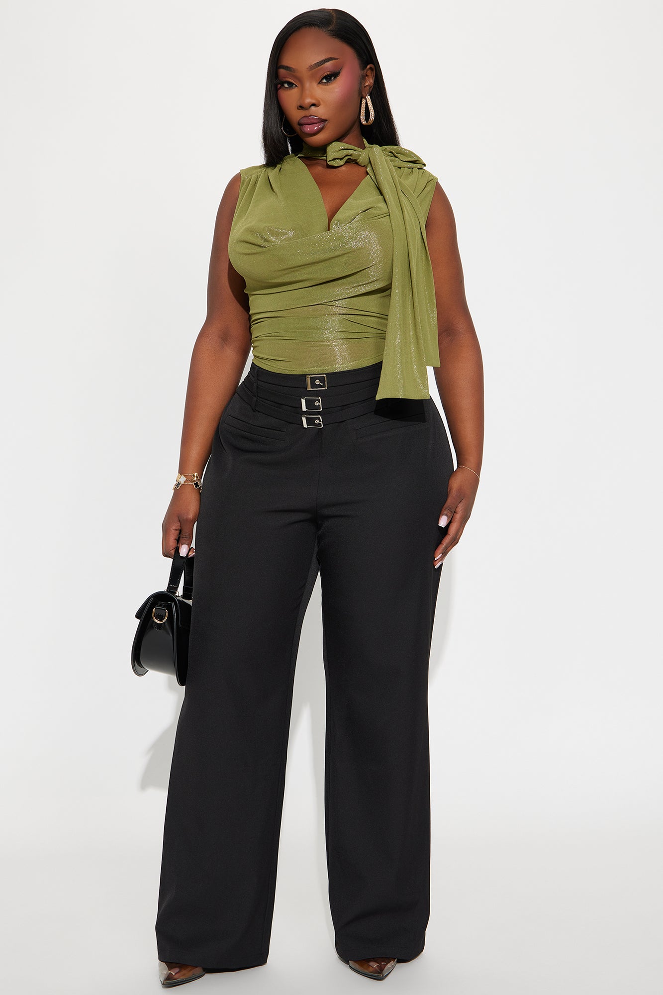 Meet The Deadline Wide Leg Trouser Pant 32″ - Black