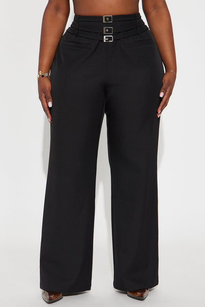 Meet The Deadline Wide Leg Trouser Pant 32″ - Black