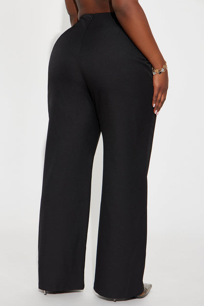 Meet The Deadline Wide Leg Trouser Pant 32″ - Black