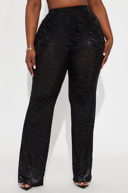 Aryanna Mesh Flocked Straight Leg Zebra Pant 33 - Black